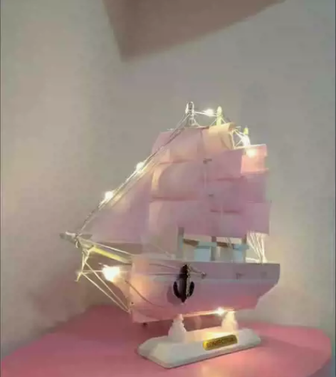 木制帆船模型摆件一帆风顺女生礼物客厅酒柜书...