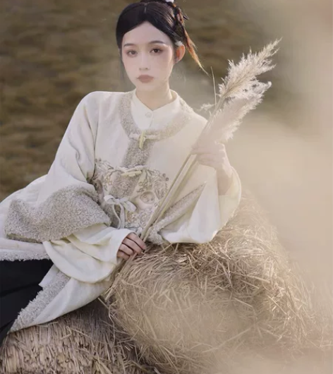 【外套】七月夕汉服 霜栗 原创双色立领针织...