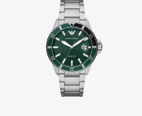 EMPORIO ARMANI/阿玛尼男士钢带绿盘石英手表 女...