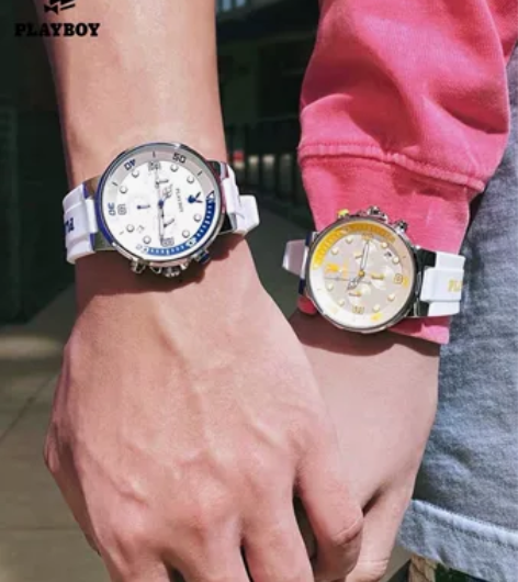 花花公子手表男学生新款潮流时尚石英表硅胶带...