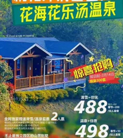 春节桃花冲滑雪门票  桃花冲滑雪票酒店套票...