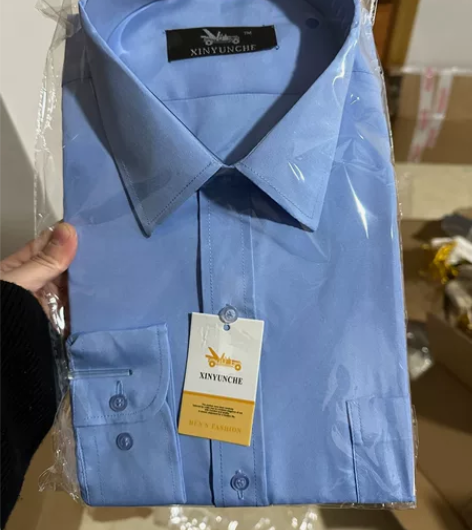 【全新】男士长袖长袖长袖衬衫 浅蓝带口袋版...