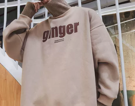 ins港风拼接假两件印花卫衣chic韩版男...