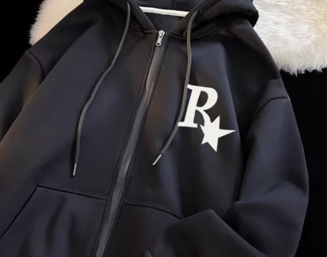 MIXGEORA美式高街开衫卫衣男秋冬加绒加厚连帽外套日系夹...