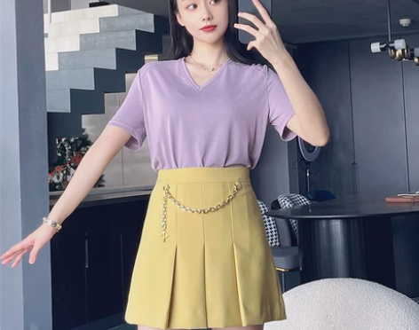 2021SVLI夏季短裙女A字裙压褶半裙高腰显瘦… 感兴趣的...