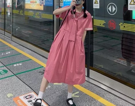 罐头士多所学院风jk海军领水手服软妹长款裙...