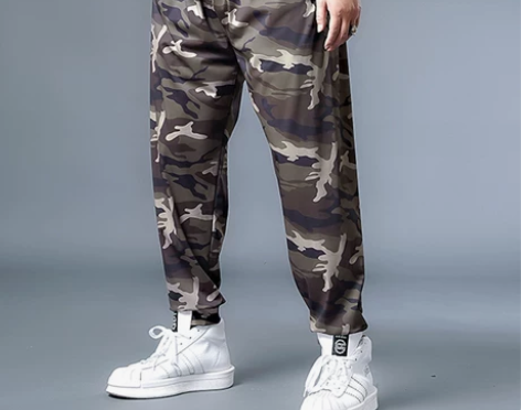 大码迷彩冰丝运动裤男胖子夏季薄款加肥加大号...