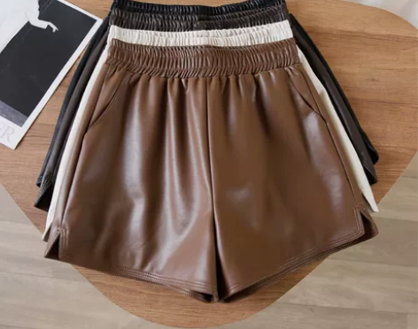 2022秋冬新款绵羊皮真皮皮裤女高腰a字黑...