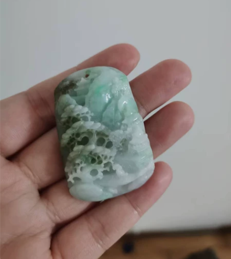 缅甸天然翡翠玉石A货山水玉雕玉牌玉吊坠玉石...