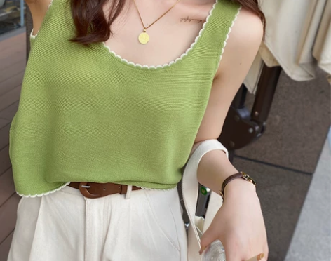 闲置出，穿过一两次[比心]绿色背心女夏宽松...