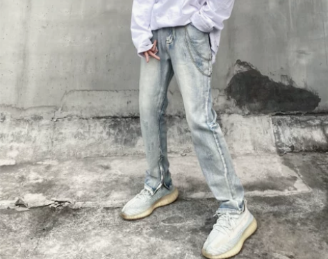 非潮勿近高街复古水洗牛仔裤男秋冬潮牌嘻哈修...