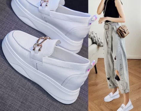 内增高护士小白鞋，总共穿两次，搬家清理处理...