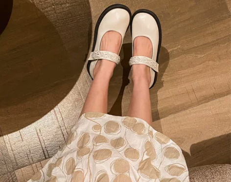 妙侣2021新款复古平底玛丽珍鞋女春百搭黑...