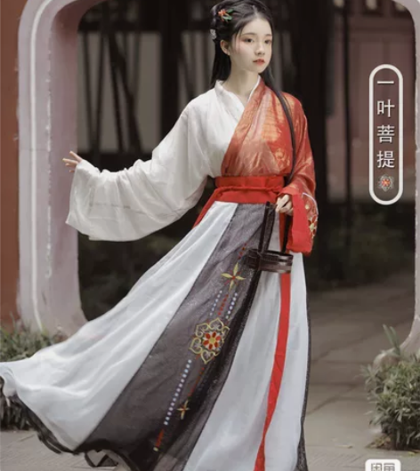 凤衣鸣原创一叶菩提汉服女晋制交领三件套6米...