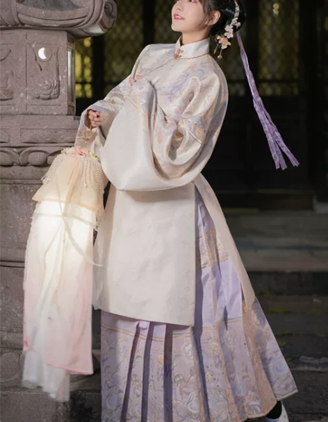 明堂拾遗汉服流月续梦明制提花工艺仿妆花立领...