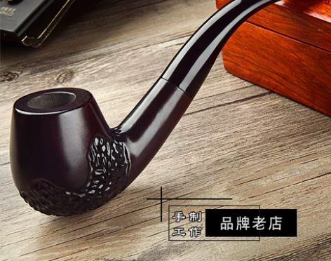 艾宝黑檀石楠木实木烟斗男士老式手工旱烟锅锅...