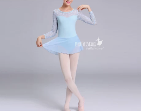 芭蕾娃娃中芭专款芭蕾舞裙练功服女蕾丝长袖儿...