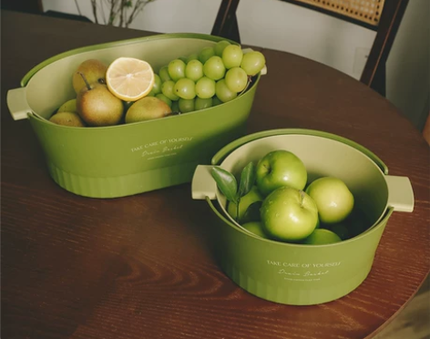 原创治愈绿双层洗菜盆沥水篮厨房蔬菜篮子草莓...