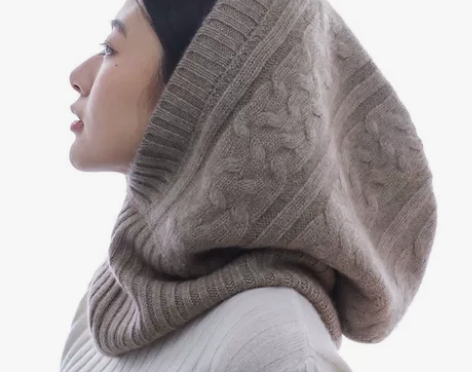 秋冬新款意大利加厚多功能羊绒帽子围脖一体帽...