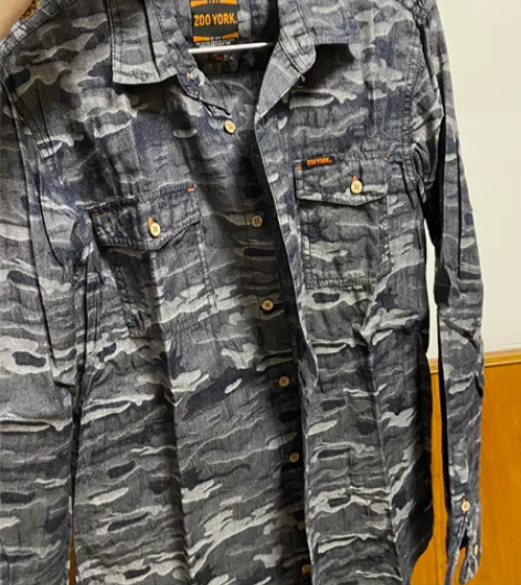 闲置 迷彩春秋季 男士长袖工装衬衫,修身款...