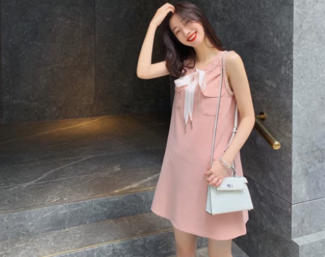 裙子女夏新款法式复古裙 韩版学生初恋森系连...