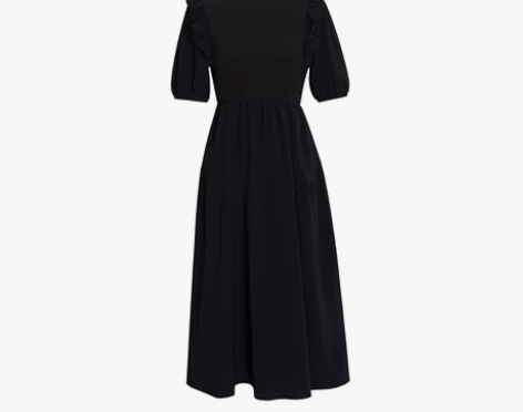 泡泡袖连衣裙法式高级感赫本风黑色收腰显瘦气...