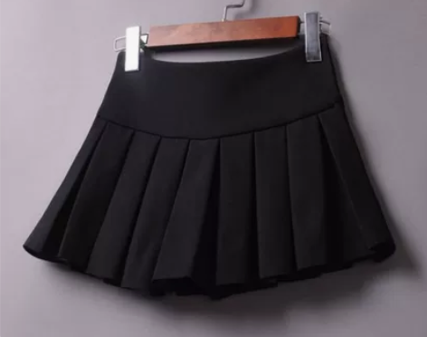 2022春秋冬季高腰松紧腰百褶裙小黑半身裙...