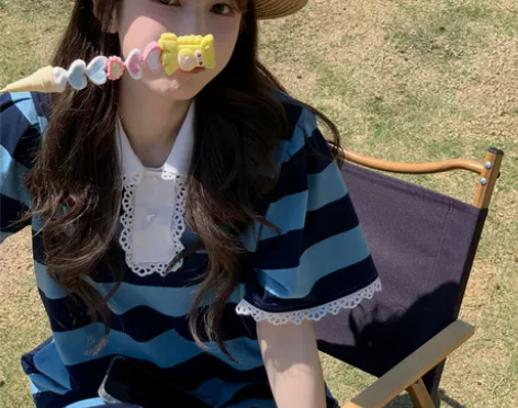 bigking大金家法式翻领连衣裙女夏短袖...