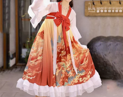 婧花阁鱼渊吟梦汉元素女可爱风 一片式齐胸襦...