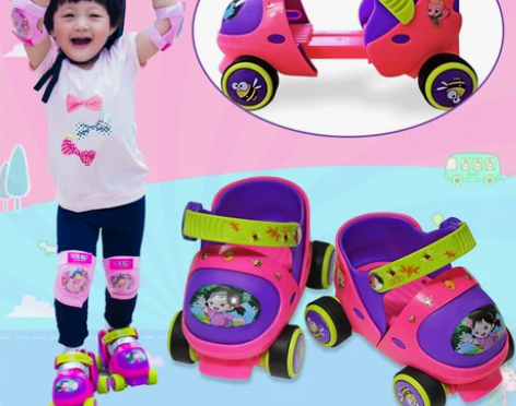 幼儿双排溜冰鞋儿童轮滑鞋宝宝四轮旱冰轮2小...