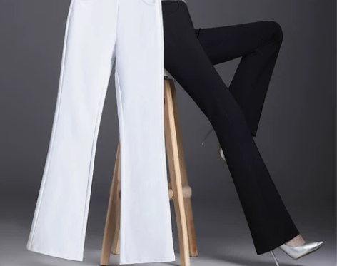 春季新款胖mm喇叭裤加肥加大码女裤高腰宽松...