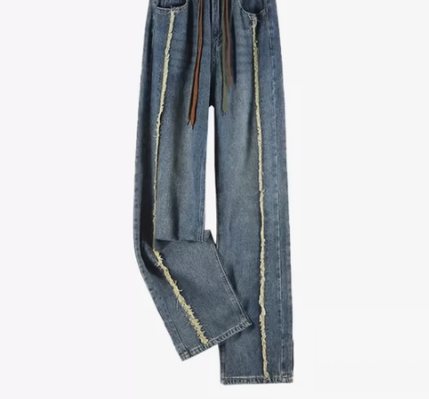 四季小众设计感别致毛边牛仔裤女韩版气质高腰...