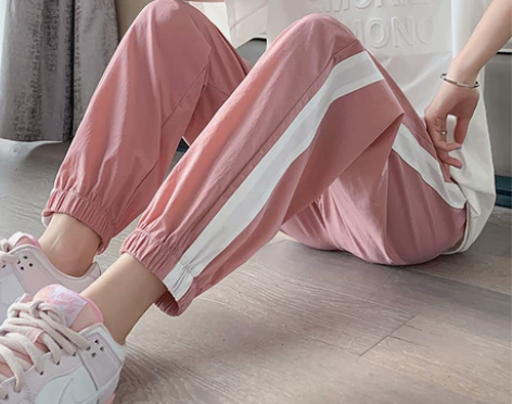 孕妇裤子夏季冰丝棉麻裤外穿托腹哈伦裤小个子速干裤九分裤运动裤...