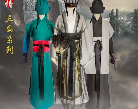 三国演义古装男汉服刘备关羽张飞戏服长袍桃园...