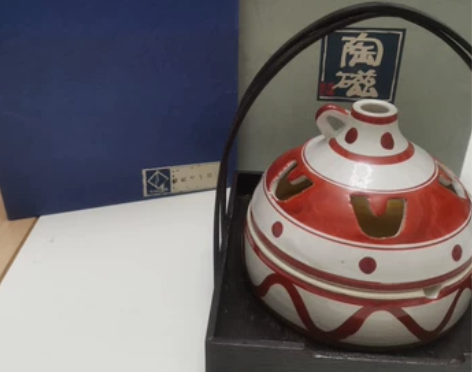 日本回流MARUKO赤绘香薰炉香炉摆件，盒...