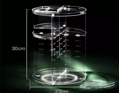 旋转透明化妆品置物架家用塑料口红刷子化妆盒...