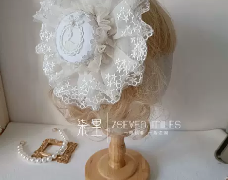 柒里白色赞歌 白色蕾丝lolita 礼帽发...