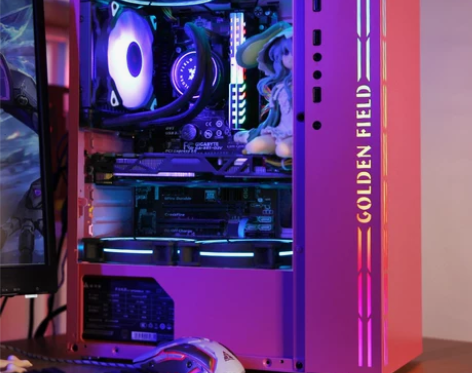 金河田冰魄蓝电脑机箱台式机钢化玻璃 使用2...