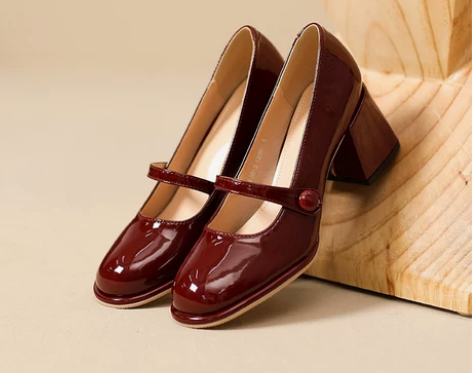 玛丽珍鞋红色高跟鞋韩版浅口婚鞋新娘配旗袍复...