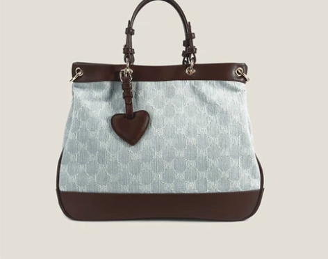 优尚女包2022春夏新品爱心牛仔帆布棋盘格...