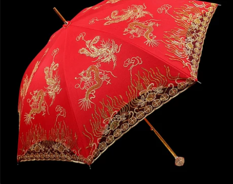 【狂欢价】红伞婚庆结婚出嫁伞蕾丝花边刺绣长...