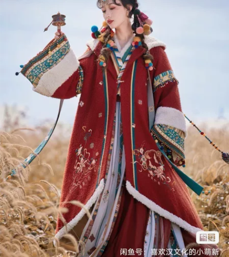 七月夕汉服 玄女 交领上袄改良绣花短背子印...