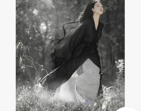 原创汉服女魏晋制南北朝黑色古风侠客古装中国...