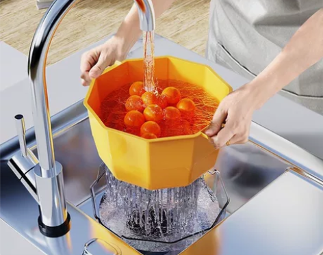 【全新】简约家用大小号水果蔬菜沥水篮双层多...