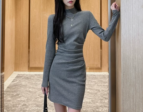 打底连衣裙女秋冬配大衣2022新款针织气质...