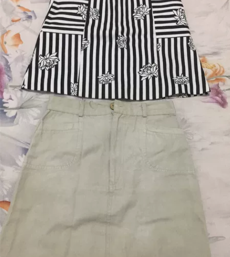 两条20元包邮元a字裙棉质条纹知性短裙 裙...