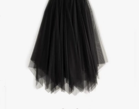 【全新包邮】黑色网纱裙女半身裙显瘦垂感秋冬...