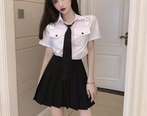 制服衬衫百褶裙一套送领带，学校啦啦队一起买...