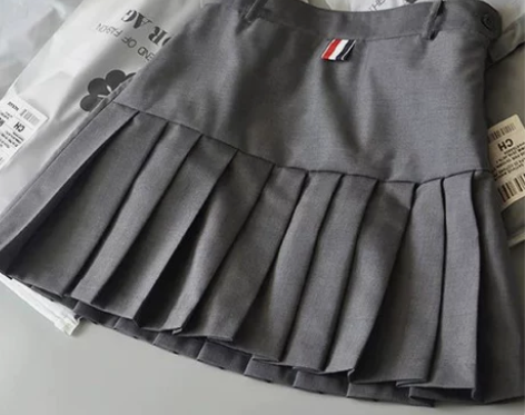 春夏新款ins风高腰学院风西装料TB百褶裙...