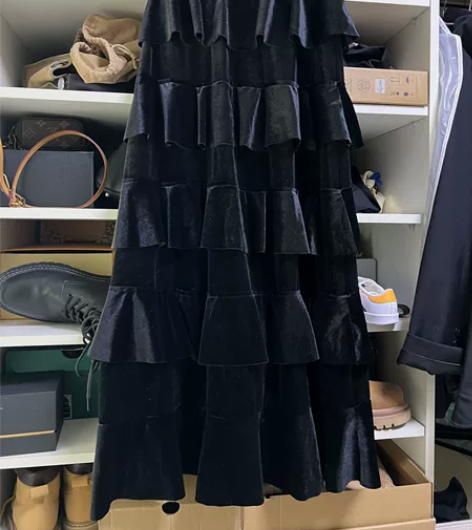 图1半身裙 丝绒 蛋糕裙 M码 图2漏肩羊...